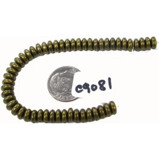 C9081 Czech Glass Rondelle METALLIC SUEDE ANTIQUE GOLD 4mm