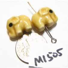 Handmade Porcelain Elephant Bead IVORY 14x11mm