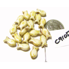 C9104 Czech Glass Fish Beads ALABASTER w/ PICASSO & LUSTER FINISH  10x6mm
