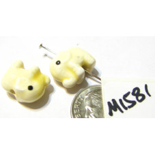 M1581 Handmade Porcelain Elephant Bead IVORY 14x11mm