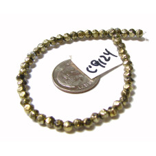 C9124 Czech English Cut Bead BLACK DIAMOND w/ GOLD  3mm
