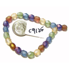 C9125 Czech Faceted Round  Fire Polished  LUSTER MIX 6mm