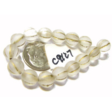 c9127 Czech Glass Melon Bead MATTE CRYSTAL w/ GOLD   8mm